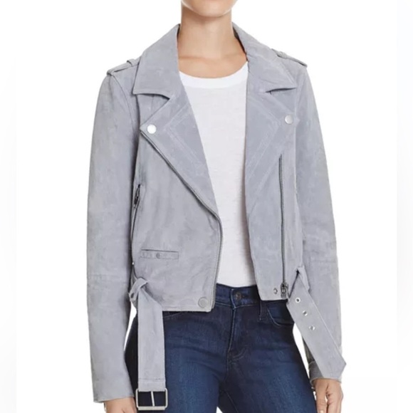 Blank nyc leather jacket Morning Suede Moto Gray Cloud small - Picture 8 of 10